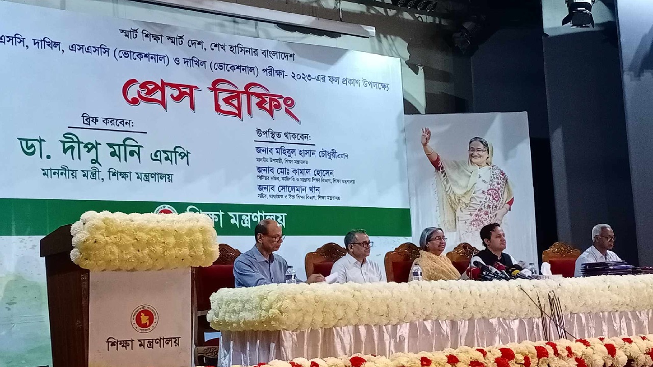 এসএসসি ও সমমান পরীক্ষার ফল প্রকাশ করছেন শিক্ষামন্ত্রী দীপু মনি। ছবি: কালবেলা