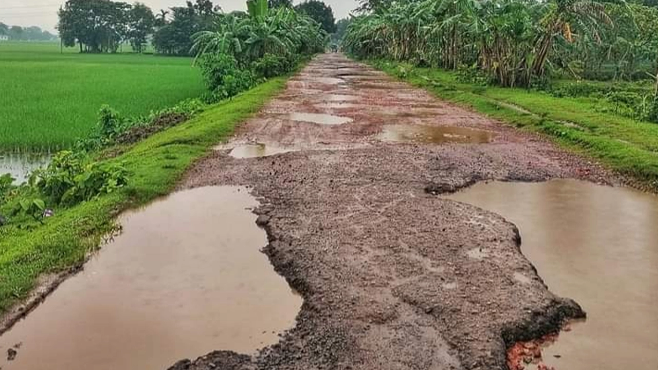 গোপালপুর-রামপুর সড়কের বেহালদশা। ছবি : কালবেলা