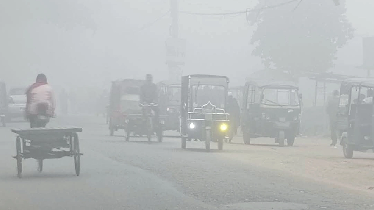 হিমেল বাতাস আর ঘন কুয়াশায় বিপর্যস্ত দিনাজপুরের জনজীবন। ছবি : কালবেলা