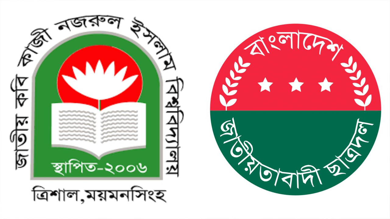 নজরুল ইসলাম বিশ্ববিদ্যালয় ও ছাত্রদলের লোগো। ছবি : সংগৃহীত